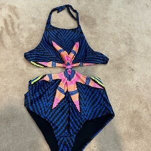 Mara Hoffman Blue and Pink One Piece Swimsuit